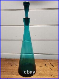 Art Glass Italian MID Century Vintage Blue Genie Bottle Decanter