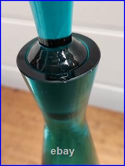 Art Glass Italian MID Century Vintage Blue Genie Bottle Decanter