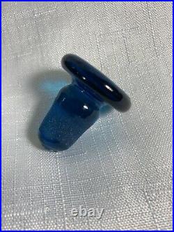 BLENKO MCM Glass BENT NECK DECANTER #948 Charcoal? Bottle With Blue Stopper Vtg