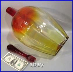 BLENKO Mid Century Art Glass # 6951 Tangerine BIG 24 Decanter Bottle JOEL MYERS