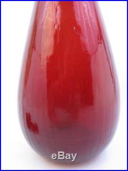 BLENKO VINTAGE RUBY RED CRACKLE GLASS DECANTER ART with STOPPER 19 (12D)
