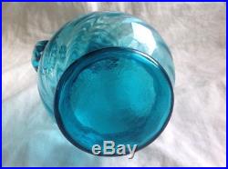 BLUE GLASS GENIE LAMP decanter bottle OIL POURER twisted HANDLED retro VINTAGE