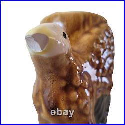 Bald Eagle on Rattle Snake Liquor Decanter and 6 Cups Vintage FLAWS Ceramic
