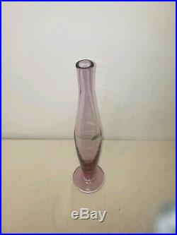 Beautiful Blenko Glass Vase, Decanter Pink Purple 17 Tall Blush Vintage Rose