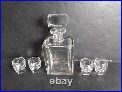 Beautiful Cubist Moser Karlovy Vary Czechoslovakia Signed Decanter & 4 Glasses