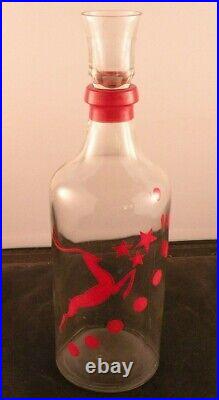 Beautiful Decanter Art Deco Red Galloping Gazelle & shot glass as top, vintage