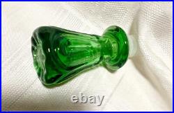Beautiful GREEN EMPOLI DECANTER Vintage Glass Diamond Cut Marked MADE IN ITALY
