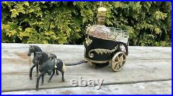 Beautiful Vintage Brass & Glass Whisky Decanter With Horse Drawn Carriage