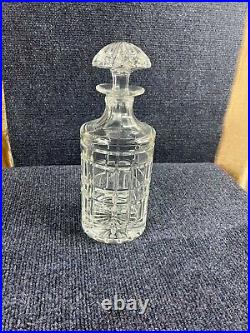 Beautiful Vintage Clear Cut Crystal Glass Liquor Decanter With Stopper