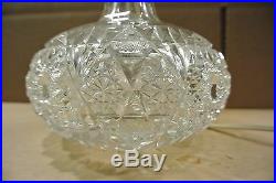 Beautiful Vintage Cut Glass Hobstar Decanter Made Into Table Lamp