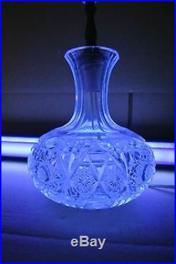 Beautiful Vintage Cut Glass Hobstar Decanter Made Into Table Lamp