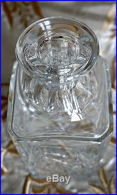 Beautiful Vintage Square Baccarat Crystal Whiskey Decanter from the 70s
