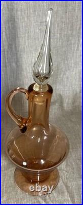 Bischoff Glass Copperette Decanter With Clear Flame-Tip Stopper Vintage MCM