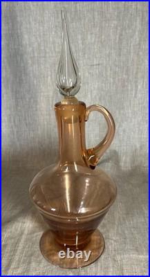 Bischoff Glass Copperette Decanter With Clear Flame-Tip Stopper Vintage MCM