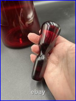 Blenko # 519 Glass Decanter Ruby Red Vintage Original Stopper Rare