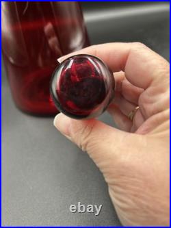 Blenko # 519 Glass Decanter Ruby Red Vintage Original Stopper Rare