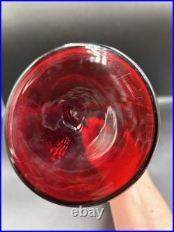Blenko # 519 Glass Decanter Ruby Red Vintage Original Stopper Rare