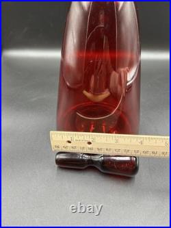 Blenko # 519 Glass Decanter Ruby Red Vintage Original Stopper Rare