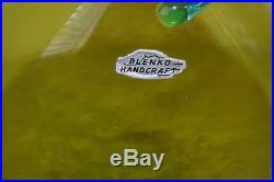 Blenko #6822 Olive Green Spiral 18 Decanter with Stopper & Sticker Vintage 1968