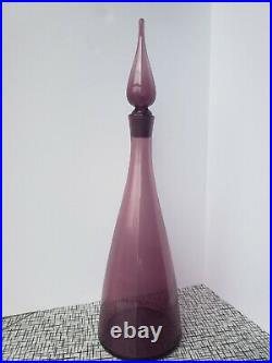 Blenko #920 Medium Amethyst Purple Glass Decanter Vase MCM Vintage Retro (clear)