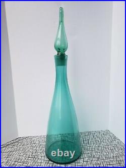 Blenko #920 Medium Sea Green Glass Decanter Vase MCM Vintage Retro (very clear!)