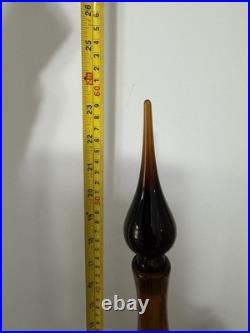 Blenko 920L Vintage Glass Decanter Amber Genie Bottle, 23 withsticker