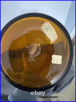 Blenko 920L Vintage Glass Decanter Amber Genie Bottle, 23 withsticker