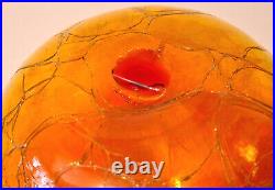Blenko Art Decanter Tangerine Crackle Blown Glass 636s Wayne Husted 1965 Vintage
