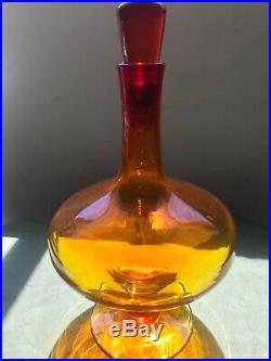 Blenko Art Glass amberina decanter Vintage Mod midcentury modern