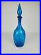Blenko-Blue-Crackle-Dimple-Glass-Decanter-Vtg-MCM-Genie-Bottle-16-5-01-eku