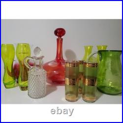 Blenko Charisma Line Decanter RARE MCM Barware 70s Vintage Glass Blowing Retro