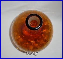 Blenko Crackle Glass Decanter #6533 Honey Joel Myers 1965 Vintage Art Glass