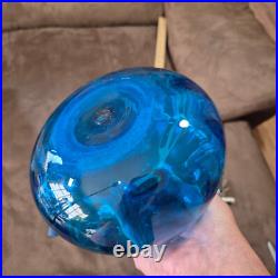 Blenko Decanter 1966 Turquoise Teardrop Joel Myers Design VTG MCM Blown Glass