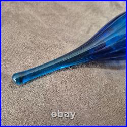 Blenko Decanter 1966 Turquoise Teardrop Joel Myers Design VTG MCM Blown Glass