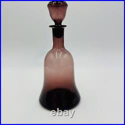 Blenko Decanter Amethyst Purple Blown Glass MCM Vintage Serveware Kitchen
