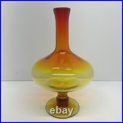Blenko Glass Decanter 6212 Tangerine Amberina Wayne Husted No Stopper Vintage