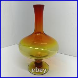 Blenko Glass Decanter 6212 Tangerine Amberina Wayne Husted No Stopper Vintage