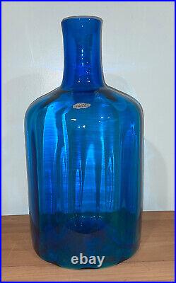 Blenko Glass Decanter Floor Vase Turquoise MID Century Modern Vintage Huge MCM