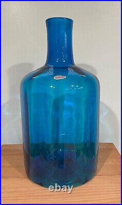 Blenko Glass Decanter Floor Vase Turquoise MID Century Modern Vintage Huge MCM