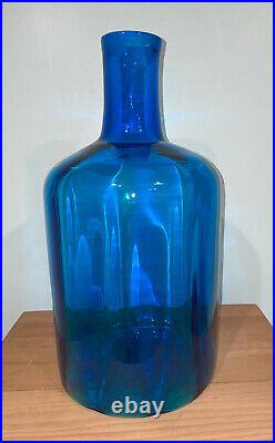 Blenko Glass Decanter Floor Vase Turquoise MID Century Modern Vintage Huge MCM