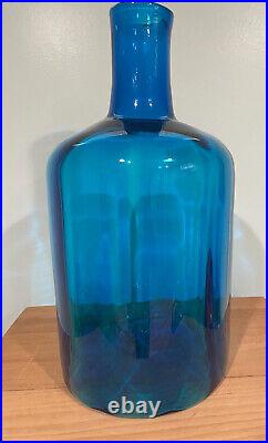 Blenko Glass Decanter Floor Vase Turquoise MID Century Modern Vintage Huge MCM