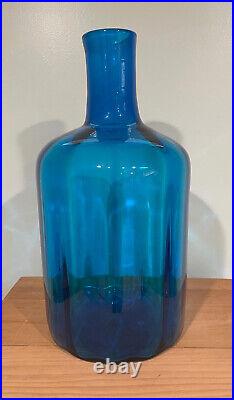 Blenko Glass Decanter Floor Vase Turquoise MID Century Modern Vintage Huge MCM