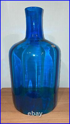 Blenko Glass Decanter Floor Vase Turquoise MID Century Modern Vintage Huge MCM