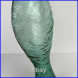 Blenko Glass Fish Decanter Wayne Husted Green 1962 Mod Stopper 6217 Mid Century