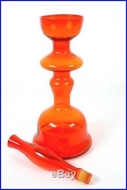 Blenko Glass Vintage Mid Century Chessman Decanter Design 5929S Tangerine 22
