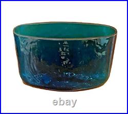Blenko Husted Vtg Mid Century Modern Teal Blue Art Glass Vase Decanter Rare 542