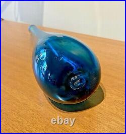 Blenko Husted Vtg Mid Century Modern Teal Blue Art Glass Vase Decanter Rare 5616