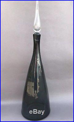 Blenko Large Glass Blue 23 1/2 Tall Bottle Decanter with Stopper Vintage