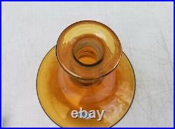 Blenko Liquor Decanter Bottle Amber Glass Barware Handcraft Mid Century Vintage