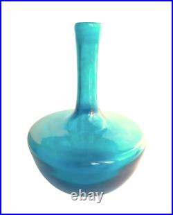 Blenko Turquoise Glass Decanter 6615 Joel Meyers MCM Vintage 1965 No Stopper EUC